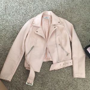 Blush pink leather jacket